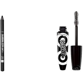 Rimmel Scandaleyes Waterproof Gel Eye Liner Pencil, Black Scandaleyes Retroglam Mascara, Extreme Black Longwear Mascara for a False Eyelash Look, 0.41 Fl Oz (Pack of 1)