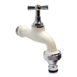 S&M COLORTAPS 590227 Adjustable Garden Tap ½ White with Automatic Hose Outlet