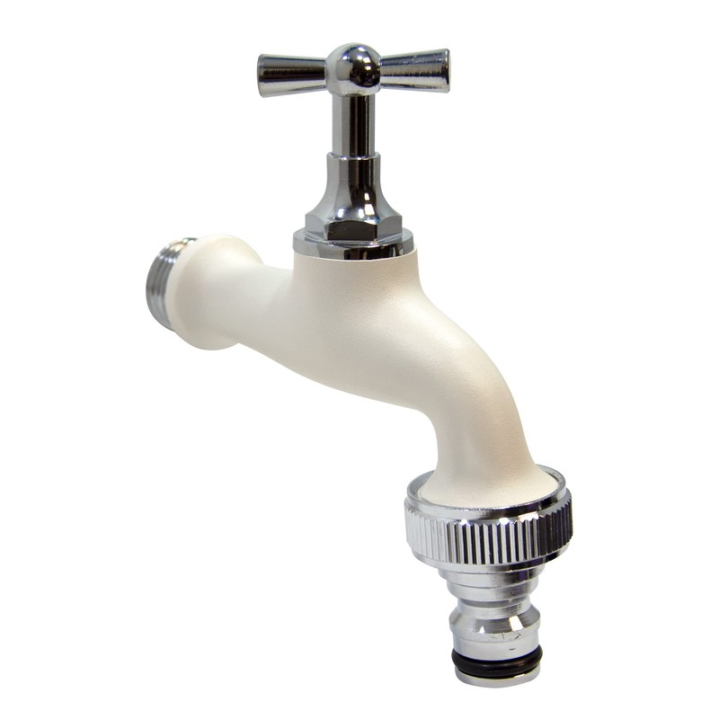 S&M COLORTAPS 590227 Adjustable Garden Tap ½ White with Automatic