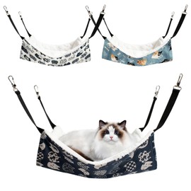 SJDOFU Cat Hammock Bed, 3 Pack Cat Hanging Bed, Plush Hanging Hammock for Kitten Ferret Rabbit Chinchilla Guinea Pig(45x35cm)