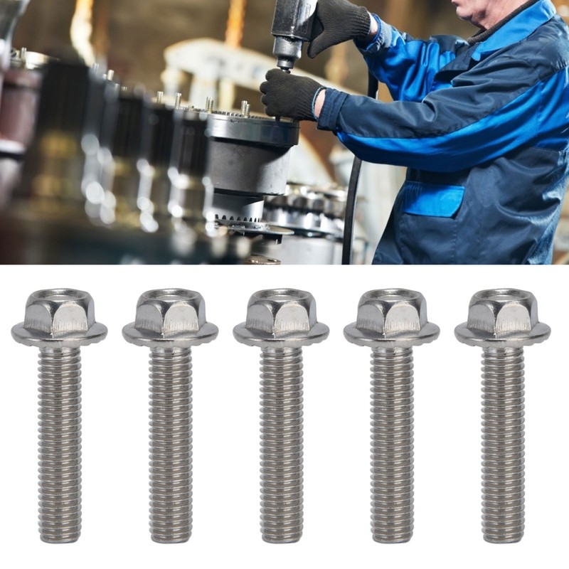 20Pcs M10x1.5 Screw Bolts A2‑70 Stainless Steel Flanged Hex Head