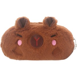 FYJCXCMP Pencil Case, Pen Case, Pencil Case, Water Porpoise, Plush Pen Bag, Brown, Plush Pencil Case for Girls, Cute Pencil Case for School, Office