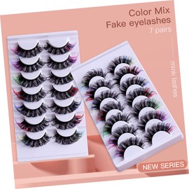 Baluue 7 Pairs Colored False Eyelashes Eyelash Stickers Fluffy False Eyelashes False Colored Lashes Cosplay Eyelashes Glitter Lash Extensions Cat Eye Lashes Fake Eyelashes Imitation