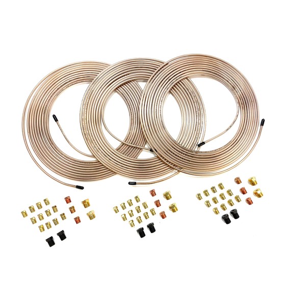 The Stop Shop 3 Kits. Each Kit is 25 Feet of 3/16 Inch (4.75 mm) Copper Nickel Brake Line with Fittings.028" Wall Thickness