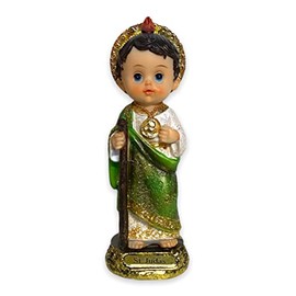 GCK St Jude Baby Face 8'' Inch Statue Figurine Imagen Estatua San Judas Infantil Religious Gift, Green