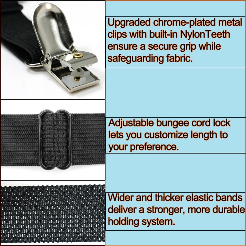 Sofa Cover Holder Straps with Suspenders & Fasteners - Magic