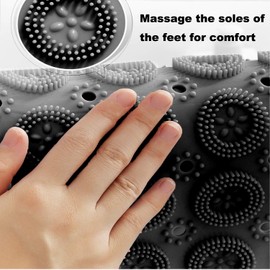 Round Shower Mat, Round Non-Slip Bath Mat With Suction Cup, Massage Function, Anti-mold and Antibacterial Rubber Shower Mat for Children, With Drainage Holes, Machine Washable (Grey)