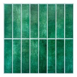 Commomy Peel and Stick Tile 3D Peel and Stick Wall Tiles Backsplash, 11.8"x11.8" Removable Peel and Stick Backsplash for Kitchen, Renters, Bathroom, Bedroom, Accent Wall, Home Wall Decor (Green)