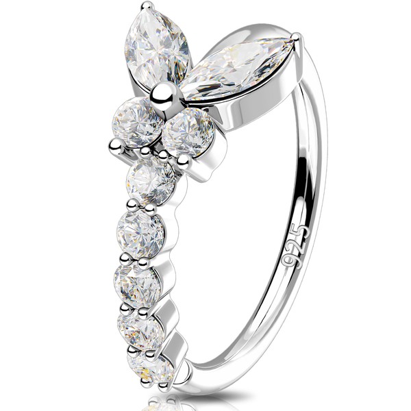 Melighting 20G Butterfly Nose Hoop Ring 925 Sterling Silver Nose