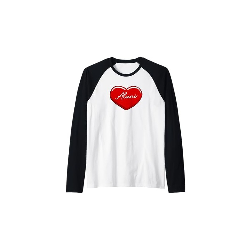 Handgezeichnetes Herz Alani - Vornamen-Herzen I Love Alani Raglan
