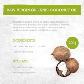 Mr Organic - Raw Virgin Coconut Oil 200ml - Vegan, Gluten-Free, Non-GMO, and Organic Coconut Oil for Cooking