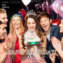 40th Birthday Crown Sash Crown, Happy 40th Birthday Crystal Tiara Crown with Birthday Sash, Women Decoration for Birthday Birthday Decoration, for Girls Party Decoration Accessories