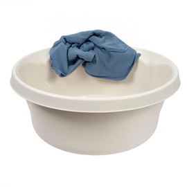 KADAX Matte Plastic Washing Bowl, Plastic Bowl, Round Washing Bowl, Durable Washing Bowl, Household Water Bowl for Bathroom, All-Purpose Tub (Cream, 2L)