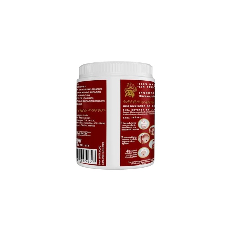 Therbal Colorante Vegetal para Cabello, Henna Original de la India,