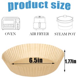 Somoga Thick Air Fryer Paper Liners Disposable Parchment Paper Non-Stick 100PCS Fit 3-5QT Air Fryer Liners Air Roasting Microwave Basket Oil-proof Resistant Baking Parchment Paper(Round, 6.5inch)