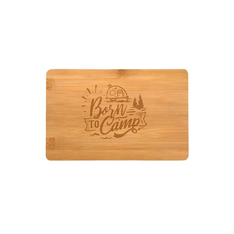 Samunshi® Wooden Board with Engraving Born to Camp Camping Bamboo