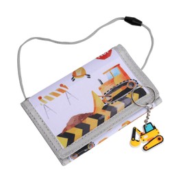Mayoii Children's Neck Pouch with Lanyard and Key Ring, Wallet Gift for Boys and Girls, Bulldozer, Cartoon