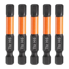 sourcing map 5pcs Hex Head Wrench Drill Bit 6mm(H6) Metric 1/4" Hex Shank 2"(50mm) Length S2 Steel Magnetic Impact Drivers Screwdriver Bit Hexagon Electric Drill Bits