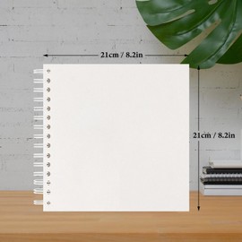 JAECU DIY Photo Album 21 x 21 cm, DIY Spiral Album Photo Book 40 Pages Photo Albums for Gluing, Gift Scrapbook for Baby Family Anniversary Birthday Wedding (White)