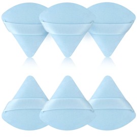 6-Piece Powder Puff Face Triangle Set - Triangle Powder Puff Soft Velour Makeup Sponges for Loose Powder and Body Powder - Beauty Makeup Tools (Blue)