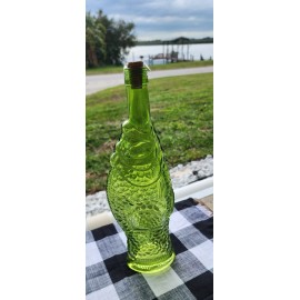 Vintage Decanter Fish Shaped Glass 13" Green Italian Wine Bottle