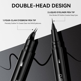 Waterproof Eyebrow Pen for Sparse Eyebrows, 2-in-1 Dual-Ended Eyebrow Pencil with Curved and Precise Tip, Smudge-Proof, Lightweight and Non-clumping, Beginner-friendly, Long Lasting (Light Brown)