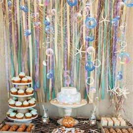 Transparent Bubble Wall Decal Sticker Cutout Kid's Under The Sea Birthday Party Decoration Blue White Colour Bubble Ocean Background Decor Water Soap Bath Decor for Mermaid Baby Shower (Mixed Colors)