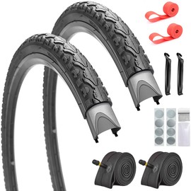 SIMEIQI 2 Pack 26"x1.75" Bike Tires with Inner Tubes of 26“x1.75”/2.125“ Replacement Tire with Rim Strips Gluless Patches for Hybrid City Road Commuter Bicycles Urban (26x1.75 with Patches)