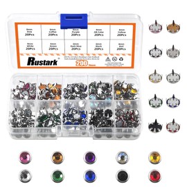 Rustark 200Pcs 10 Colors 8MM Rhinestone Stud Refills Rhinestone Claw Beads Nailhead Claw Crystal Studs Embellishments Claw Nailhead Studs for DIY Leather Craft Making Clothes Bag Belt
