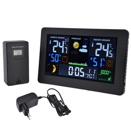 Digital Color Weather Station Multiple Data Display Backlight Large Numbers Display Thermometer Clock for Home OfficeEU