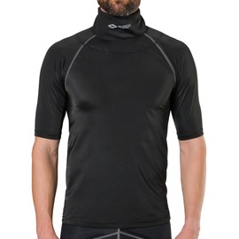 Shock Doctor Compression Shirt with Neckguard for Hockey with Integrated Neck Guard. for Adult Men Black