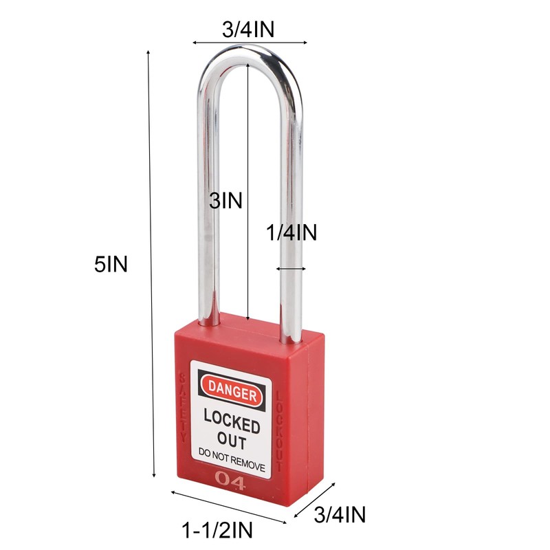 RealPlus Lockout Tagout Locks Set - 5 Red Lockout Locks