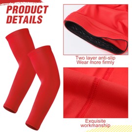 Geyoga 12 Pair Football Arm Sleeves Youth Compression Sleeves Volleyball Basketball Football Baseball Softball for Adult(Red)