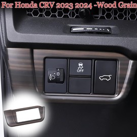 MUXEE 1PCS Car Headlight Switch Buttons Panel Cover Trim for Honda CRV 2023 2024 2025 - ABS Wood Grain Sport Interior Accessories