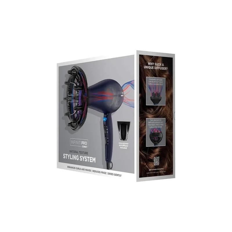 Secadora Cabello Con Difusor Rizos Peinador Ceramica Iones