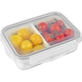 carrotez Contenedores de alimentos, contenedor de almacenamiento de alimentos con 2 compartimentos, sin BPA, contenedores de almuerzo, recipientes de aperitivos, contenedor de control de porciones, reutilizable, tapas herméticas, 2 tazas (480 ml)