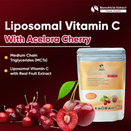 BIONUTRICIA EXTRACT Bionutricia Liposomal Vitamin C with Acerola Cherry Extract Powder (Water Soluble) Immune & Collagen Support, Two-Stage for High Absorption & Antioxidant, No Sugar & Non GMO 5.29Ounce