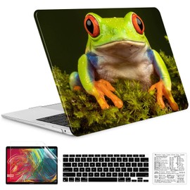 QCzyc Compatible with MacBook Air 13 Inch Case 2021 2020 2019 2018 M1 A2337 A2179 A1932 Animal Plastic Shell Case &Keyboard Cover&Mac OS Keyboard Sticker (Frog)