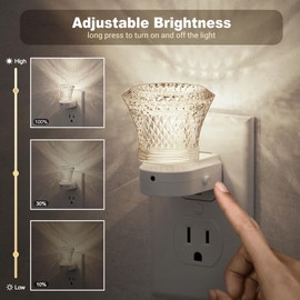 JandCase LED Night Light Plug in, Night Lights Plug into Wall [2 Pack] with Dusk to Dawn Light Sensor, 5000K Daylight White Night Light, Adjustable Brightness Nightlight for Kids Bathroom Bedroom