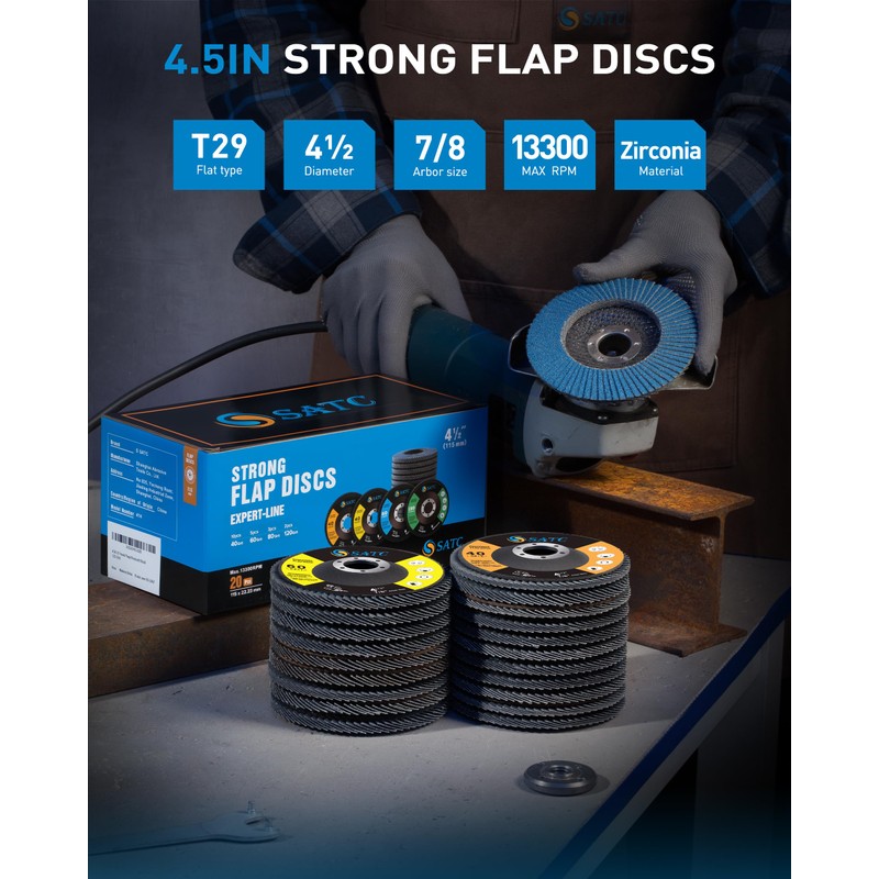 S SATC 20PCS Flap Discs 4 1/2 for Angle Grinder