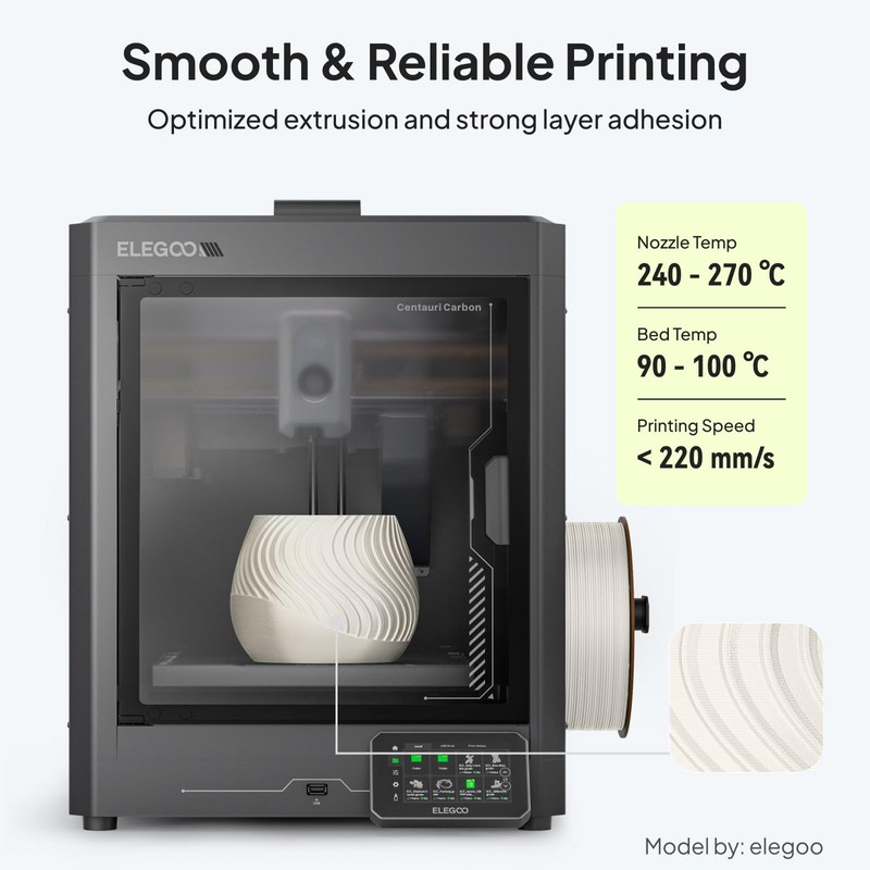 ELEGOO ASA Filament 1.75mm Deep Black 1KG, UV & Weather
