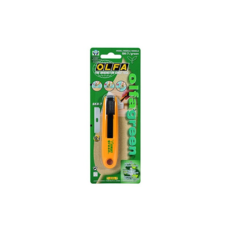 OLFA SK-7Green - Cúter plástico reciclado con cuchilla trapezoidal de