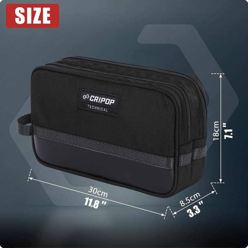 CRIPOP 12 Inch Tool Pouches with Zipper, Dual Compartments Heavy-Duty