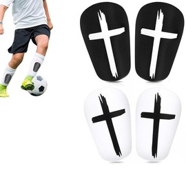 2 Pairs Soccer Extra Mini Shin Guards,Soccer Shin Guards,Small Football Shin Pads Protective Equipment,Black White Cross Protective Soccer Shin Pads Mini Football Shin Pads Equipment