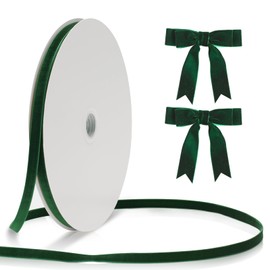 joycraft Dark Green Velvet Ribbon, 3/8Inch Double Sided Velvet Gift Ribbon, 25Yds Gift Wrapping Ribon Roll, Vintage Velet Satin Ribbon, Solid Color Velvet Ribbon for Gift Wrapping, Bow, Bouquets