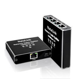 NataLink Ethernet Splitter 1 to 4 Network Cable Splitter 1000Mbps High Speed RJ45 Internet Splitter Adapter with USB Power Cable for Cat 5/5e/6/7/8 Cable