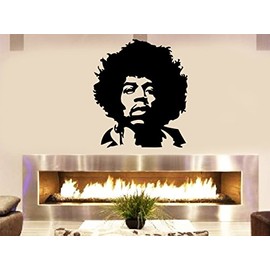 LA DECAL Jimi Jimmy Hendrix portrait on mac Musician Legend Guitar player 22" Black