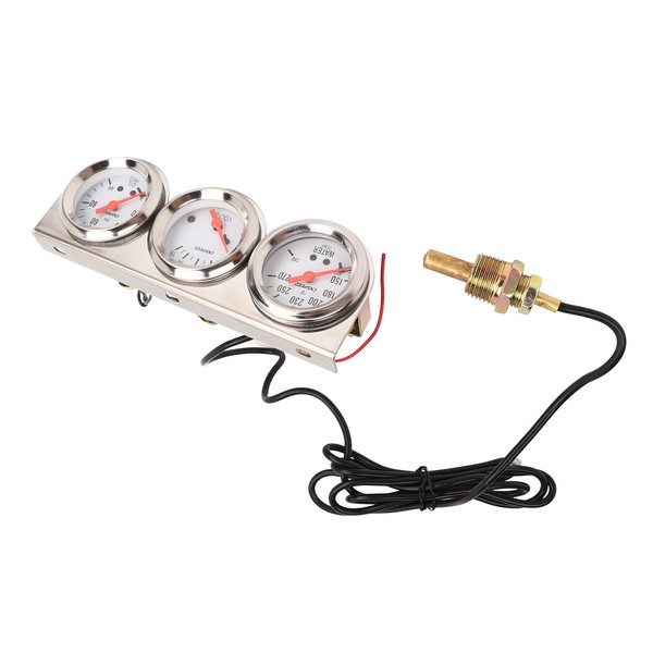 52mm Car Triple Gauge Kit White Dial 12V Oil Pressure