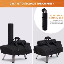 NOELIFE Carry Cover for Ooni Karu 12G with Detachable Chimney Bag, Waterproof Pizza Oven Cover for Ooni 12G, Portable Cover for Ooni 12 inch Wood and Gas Outdoor Pizza Oven Accessories (Cover Only)