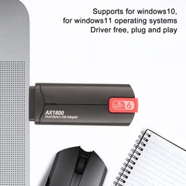 Adaptador de Red USB3.0 WiFi 6, Adaptador WiFi de Doble Banda de 5 GHz y 1800 Mbps con Antenas Duales 3dbi, sin Controlador, Receptor Transmisor WiFi para Juegos de Computadora,